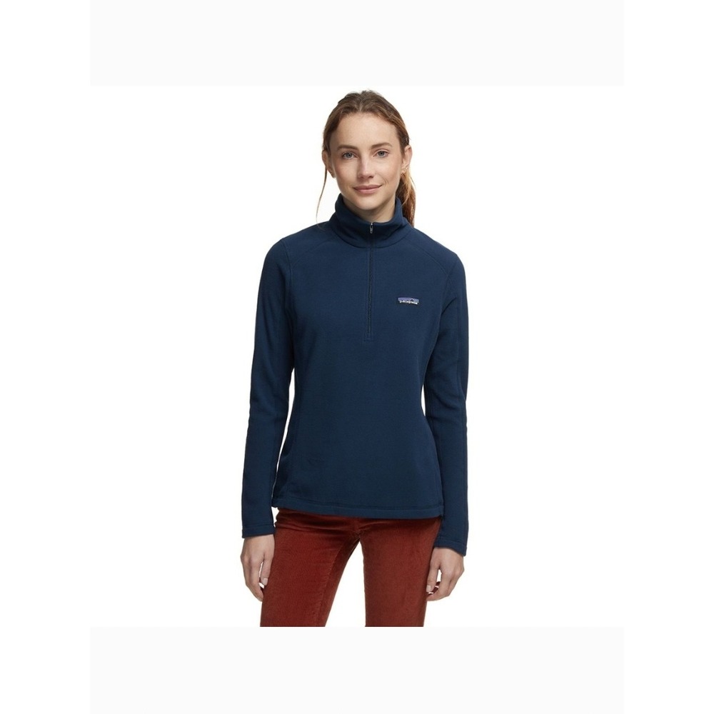 Patagonia Womens‎ Micro D 1/4 Zip Fleece Pullover Navy Blue Size L
